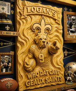 Hand-Carved Saints Wooden Wall Art – Custom Name