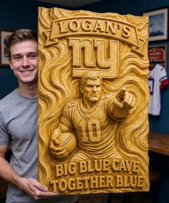 Alternative view of Hand-Carved Giants Wooden Wall Art – Custom Name