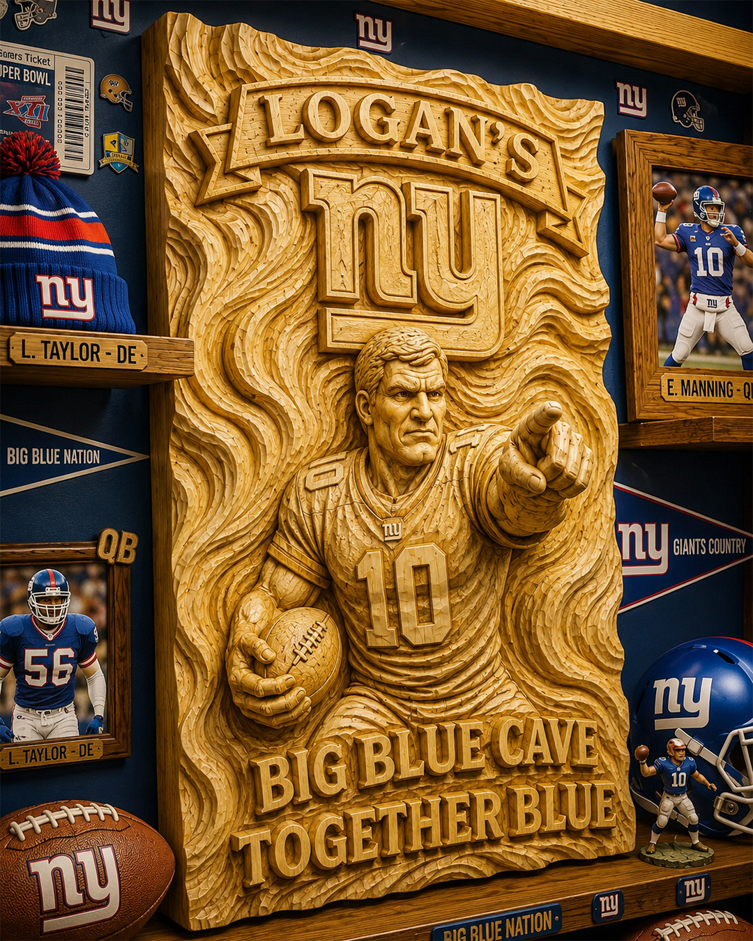 Hand-Carved Giants Wooden Wall Art – Custom Name