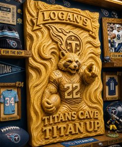 Hand-Carved Titans Wooden Wall Art – Custom Name